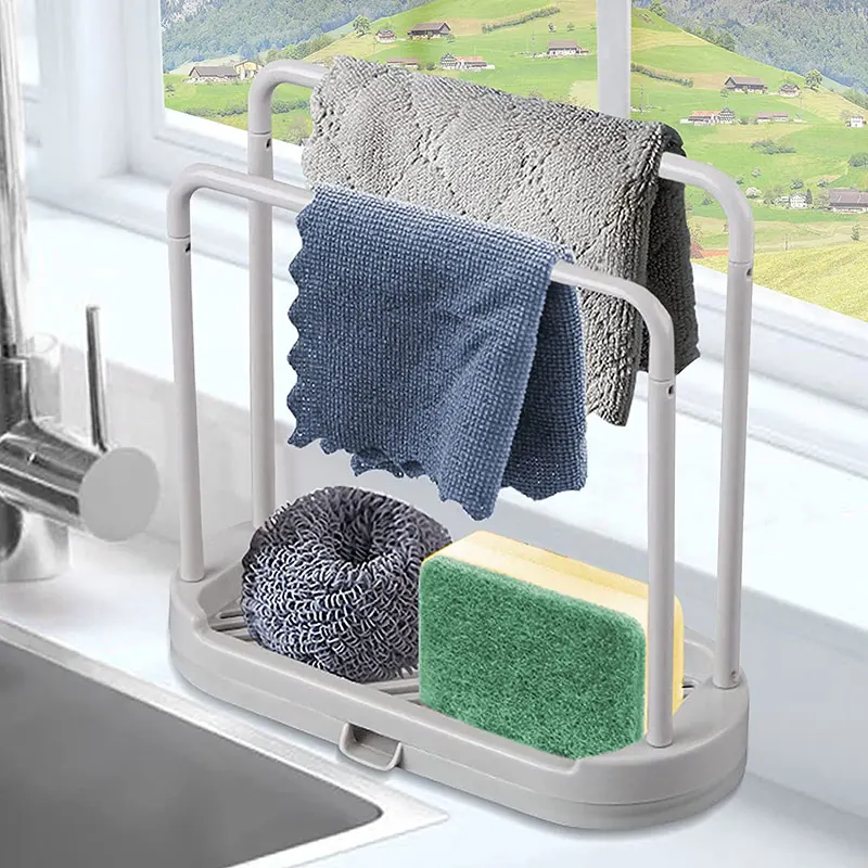 Detachable Kitchen Dishcloth Holder Rag Hanger Sink Sponge Holder Storage Rack Shelf For Bathroom Scrubber Brush Organizer