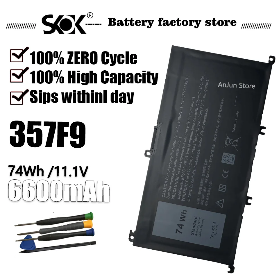 

357F9 74 Втч 11,1 В аккумулятор для ноутбука DELL Inspiron 15 7559 7000 7557 7567 7566 5576 5577 P57F P65F 71JF4 INS15PD-1548B 1748B