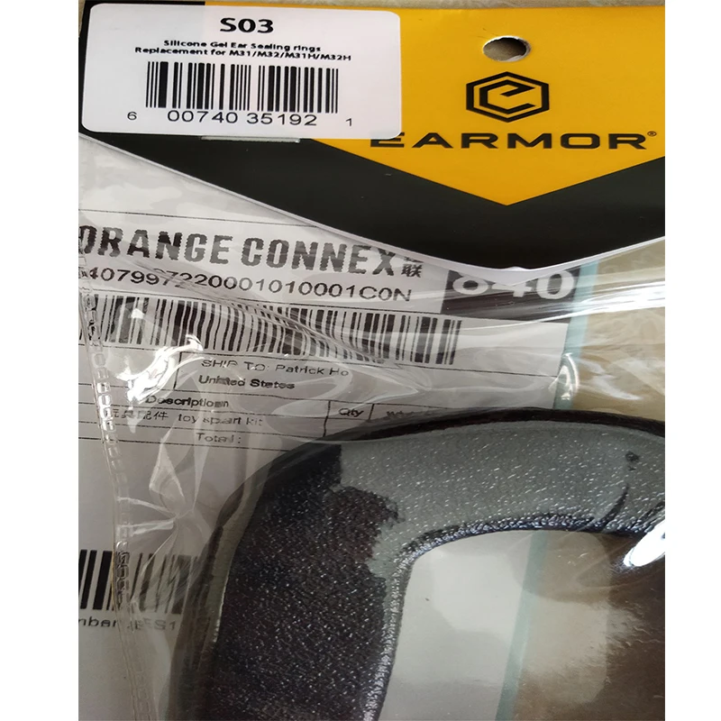 Par de almofadas de ouvido para fone de ouvido tático EARMOR-S03, almofada de silicone, acessórios para fone de ouvido, adequado para M31, M32, M31H, M32H