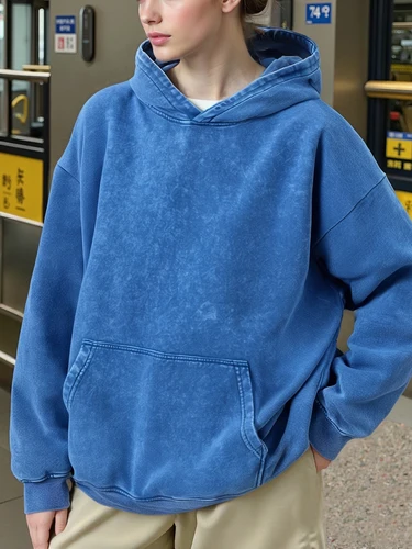 Imagen 2 del producto 100% de algodón de Color sólido para mujer, sudaderas con capucha lavadas, sudadera holgada de otoño, jerséis de equipo Multicolor, ropa informal que combina con todo para mujer