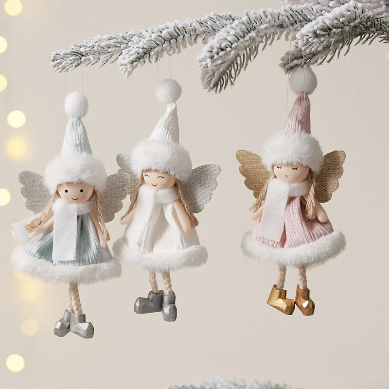 

3pcs/set Noel 2024 Christmas Angel Plush Girls Pendant Christmas Tree Ornament Christmas Decoration for Home Xmas Gifts New Year