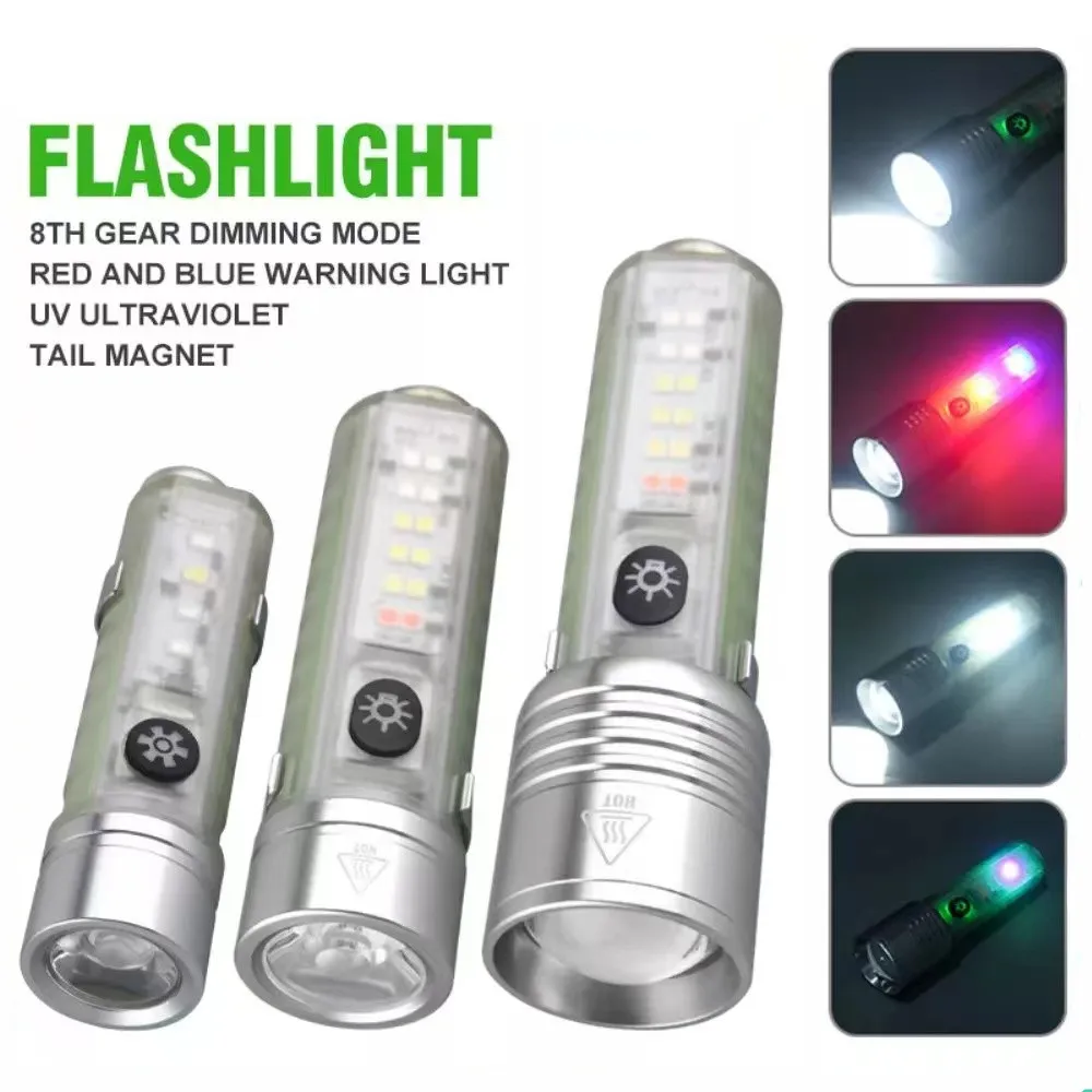 FUNNYDEER S21 S22 S23 Long White Flashlight Side Light Rechargeable IPX4 Waterproof Type-C Charge Strong light Torch With Magnet