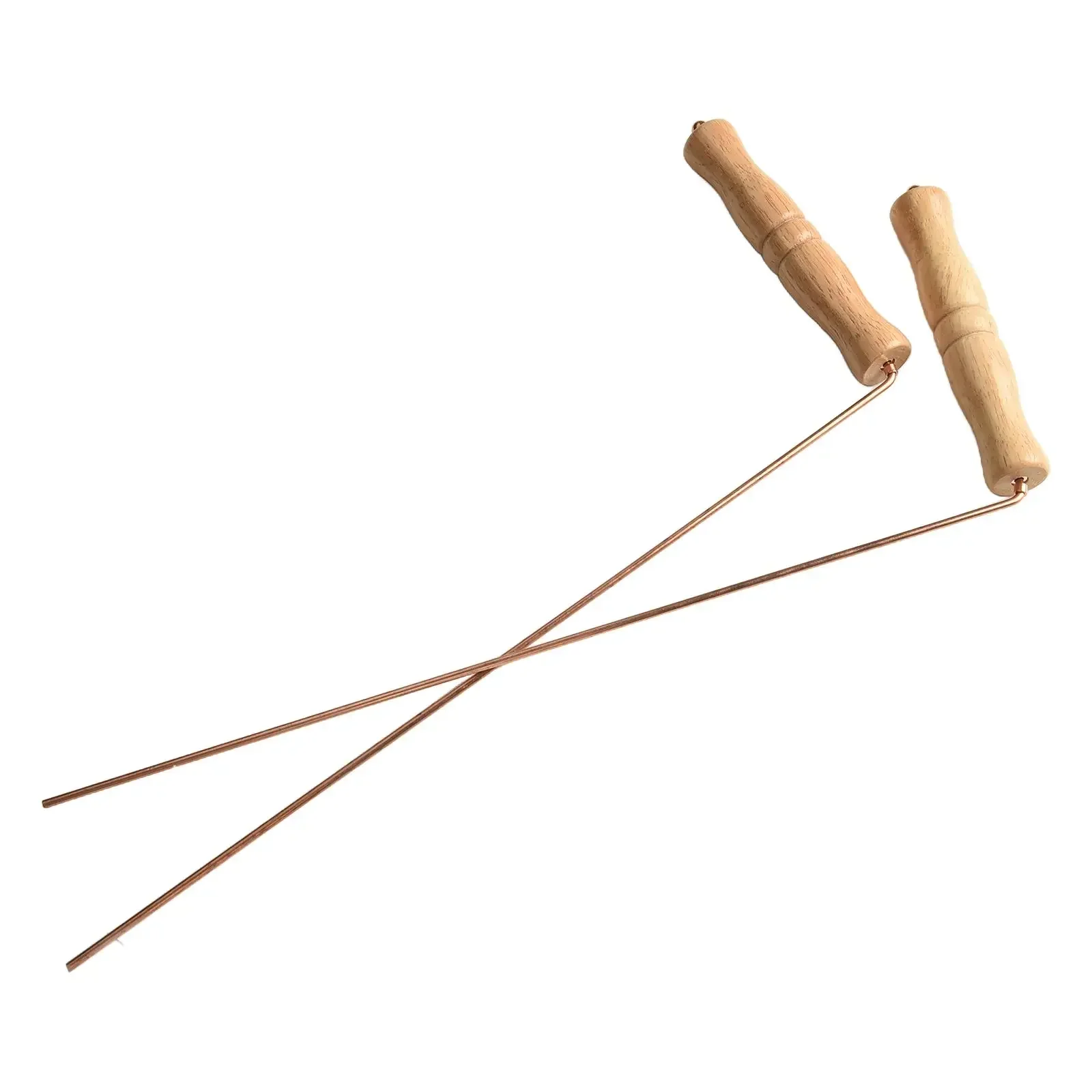 99.9% Pure Copper Dowsing Rods With Birch Wood Handle Rotary Divination Tools For Water Finding Metal Detecting And Locating Uti