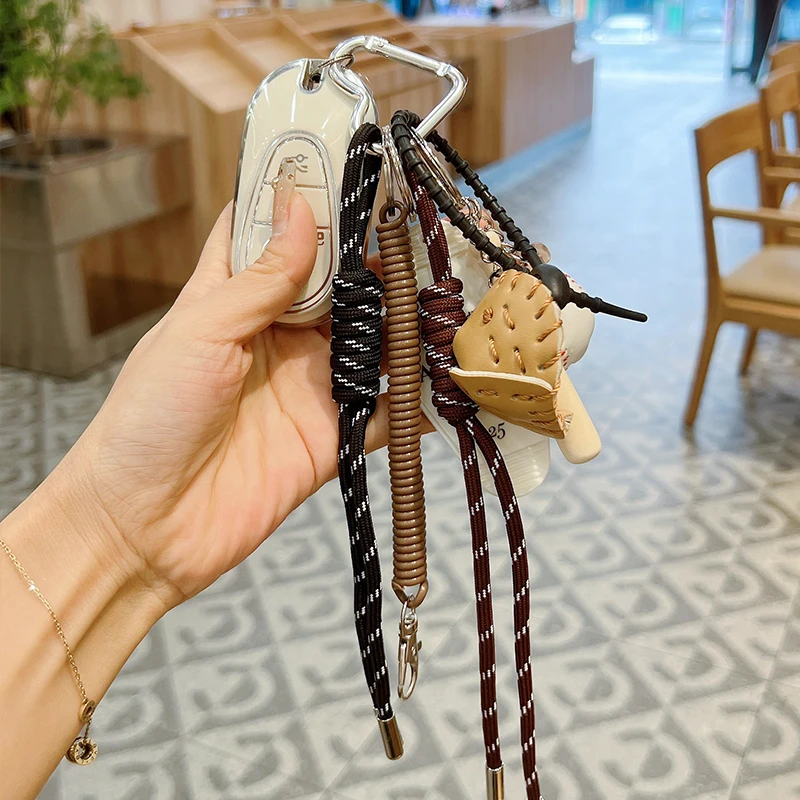 Personalized Retro Woven Rope Baseball Niche Keychain Couple Hand Woven Rope Car Keychain Internet Celebrity Same Style Bag Hang