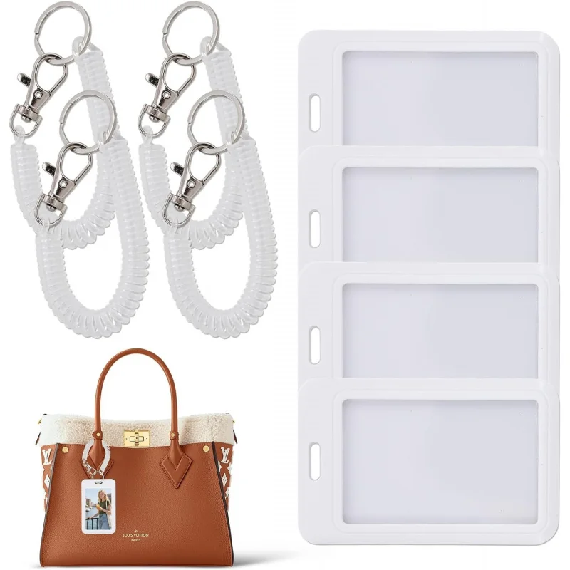 Photocard Holder, Four Photocard Holder Keychain, Sliding lD Badge Holder, Fashionable Pure White, Can Store Kpop Idol Photos,
