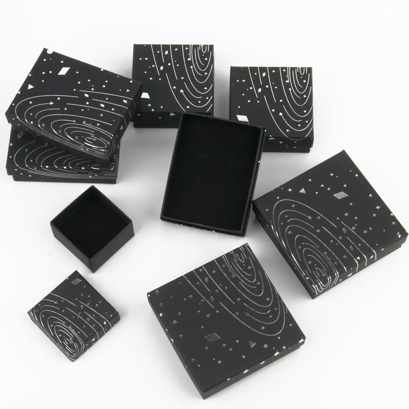 Black Jewelry Box Starry Sky Ring Box Earrings Box Necklace Box Pendant Paper Material  Display Packaging Gift Boxes Trinket