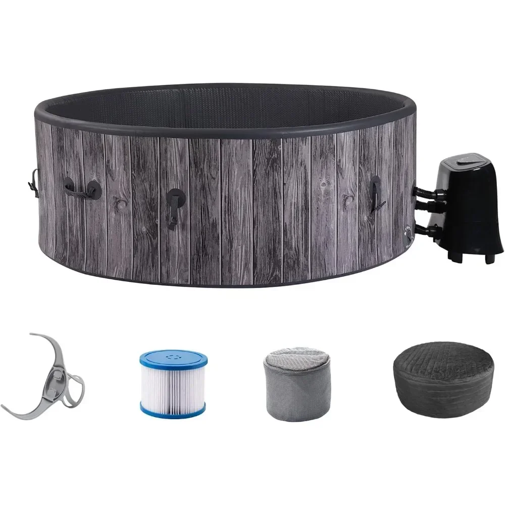 

For 71 Inch Circular Hot Tub 4 To 6 People, Equipped with 130 Bubble Ejectors, Inflatable Hot Tub, Portable Outdoor Spa Center