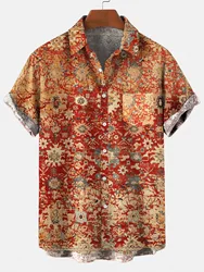 Camisa hawaiana de manga corta para hombre, camisa de playa de pétalos creativos de alta calidad, talla grande 6, Top con un solo botón, verano, 2022