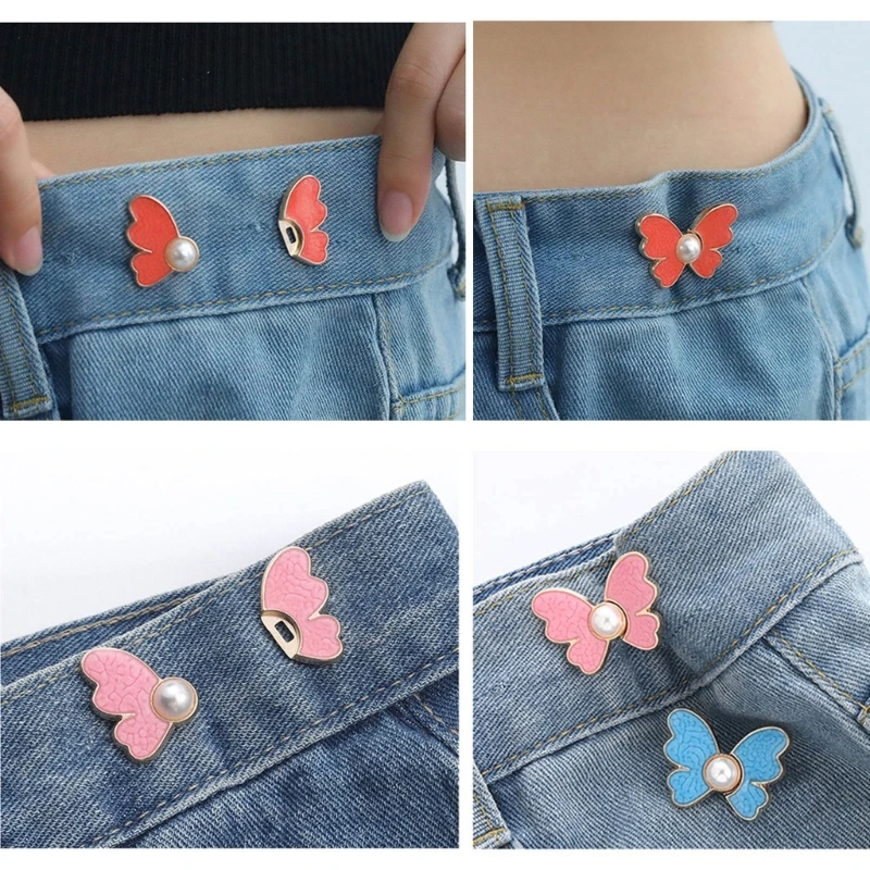 Y1ue ajustável jean botão pinos cintura apertador borboleta instantânea jean botões ferramenta