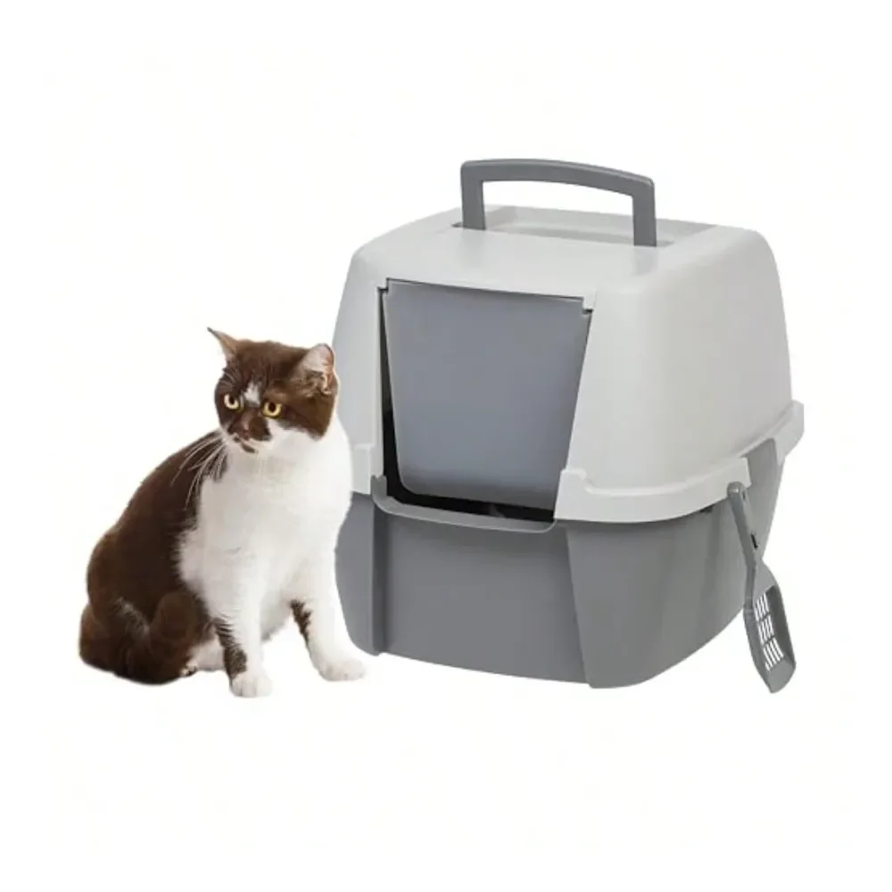 

Cat Litter Box Litter Box Cat AccessoriesUSA Cat Litter Box Enclosed With Lid Covered Litter Box With Scoop Jumbo Gray