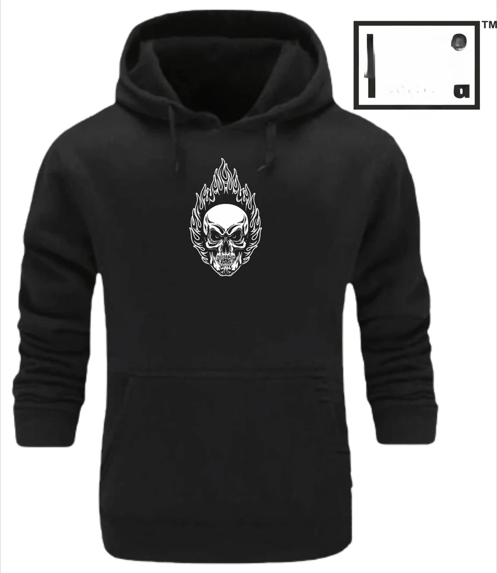 

Autumn Winter Premium Cotton Hoodie, Showcasing A Flaming Skull Design. Ideal for Fans of Edgy, Dark Aesthetics