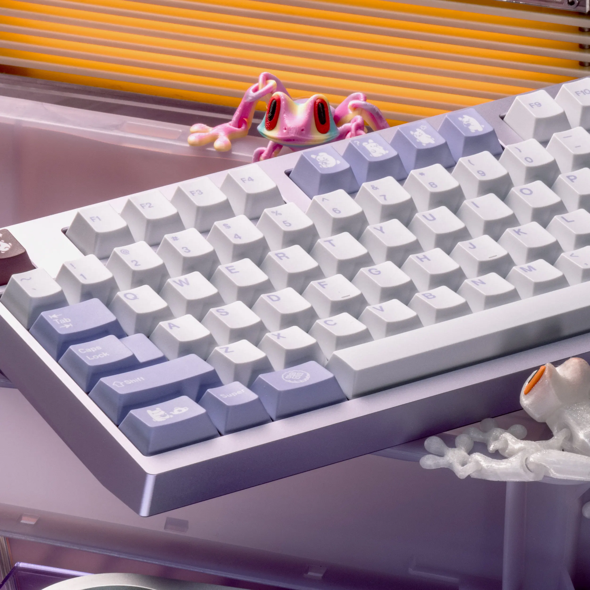 Purple Bunny PBT Keycaps Cherry Profile Dye-Sublimation Custom DIY Keycap Set for MX Mechanical Keyboards