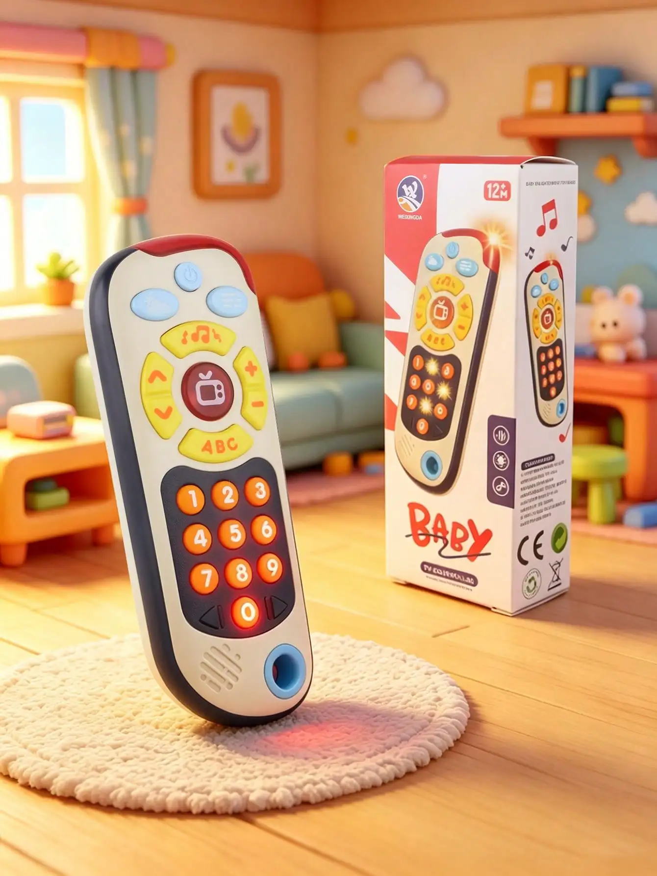 1Pcs Baby Tv Remote Control Toy with Light & Musical Sound, Multifunctional Early Educational Number Learning Pretend Play Toy view 5