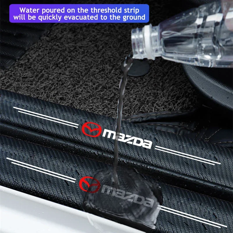 

4PCS Carbon Fiber Car Door Sill Protector Anti-Scratch Decals for Mazda 3 Mazda 6 CX-5 CX-30 Auto Accessories