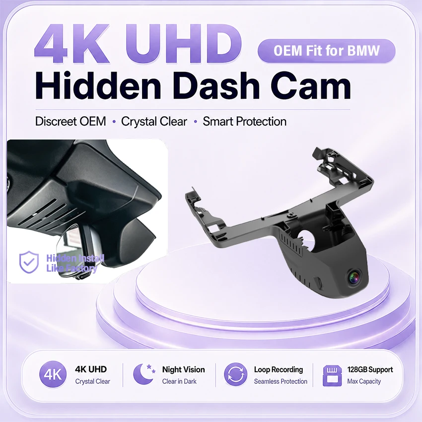 4K Dash Cam for BMW X7 G07 (1st Gen) Facelift 2023-2027 UHD Car Camera, G-Sensor, WiFi APP Control, Night Vision, Loop Recording