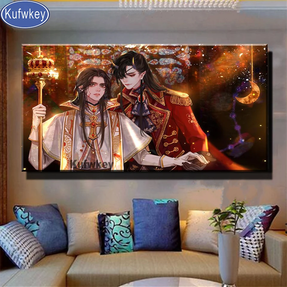 5d DIY diamond painting Anime Tian Guan Ci Fu Picture Of rhinestone embroidery Cartoon Boy Gift Art painting Home Decoration,