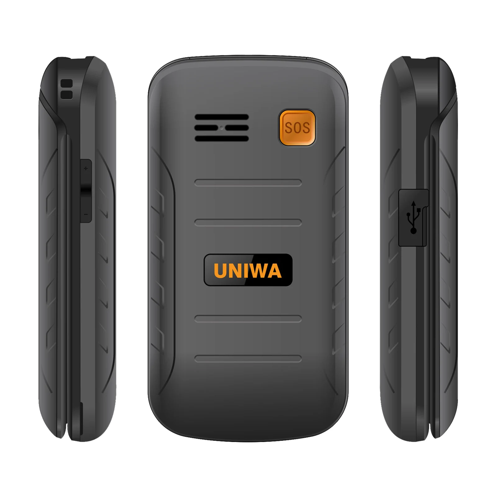 Uniwa V909T 4G Flip Telefoon Dual Screen Enkele Nano Cellphone Grote Push-Knop Mobiele Telefoon Voor Ouderen 2250mah Russische Toetsenbord