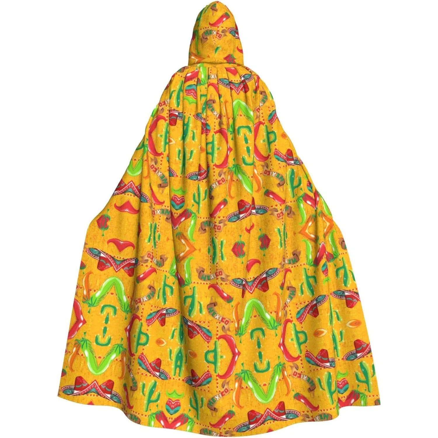 

Cactus Hat and Chili Pepper print Adult Hooded Cape Carnival Festival Cape Cosplay Robe Costume party Gothic Carnival