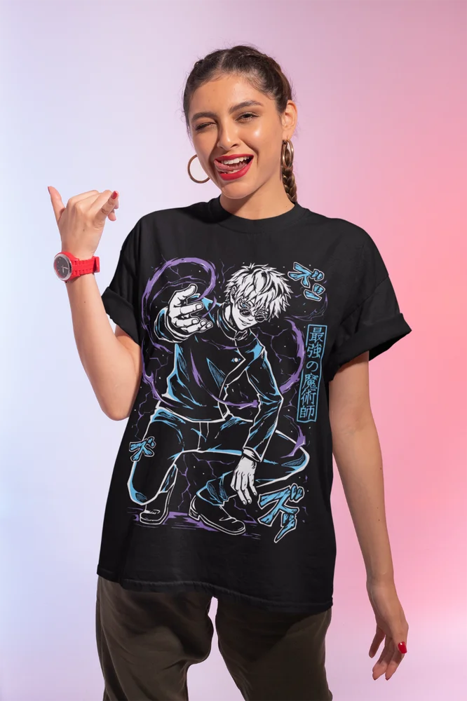 Jujutsu Kaisen Gojo Satoru Black T-Shirt Anime Manga T-Shirt Soft Tee