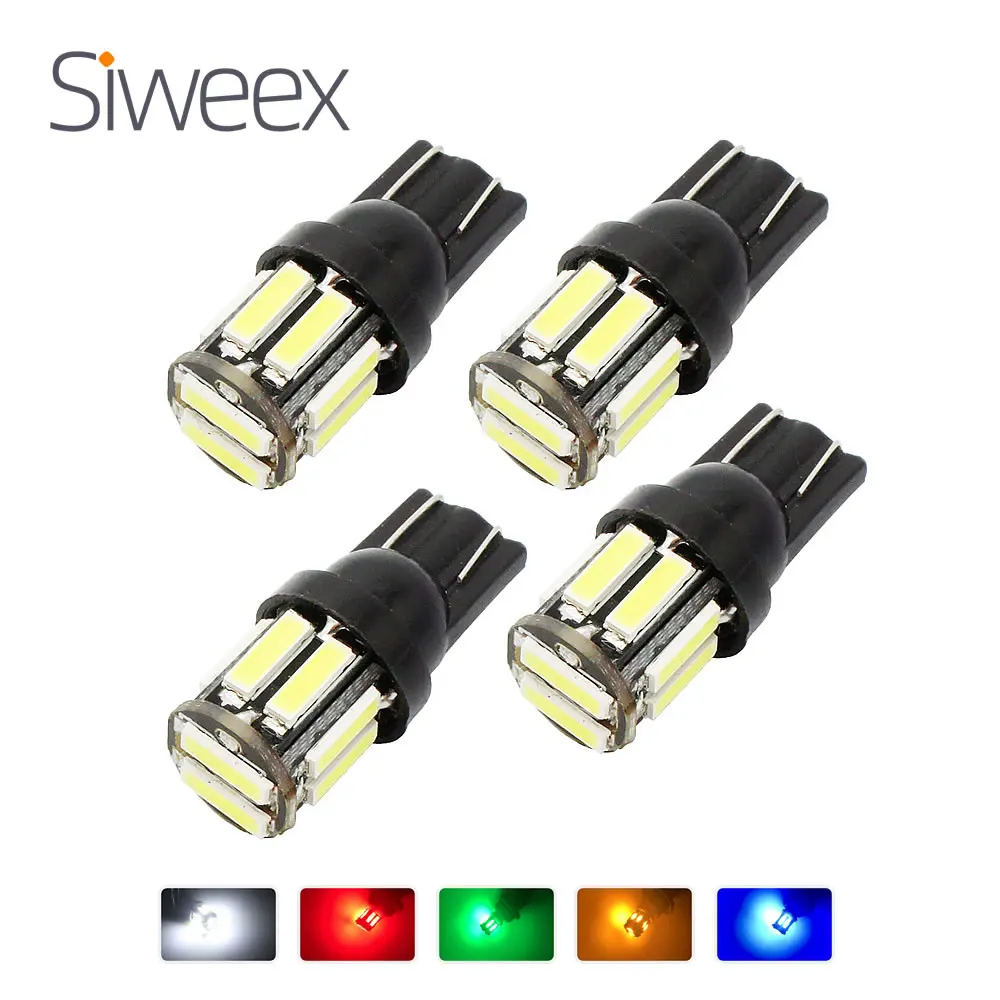 4szt W5W 10-7020 SMD Car T10 LED 194 168 Wedge Replacement Reverse Instrument Panel Lamp White Blue Żarówki do świateł obrysowych