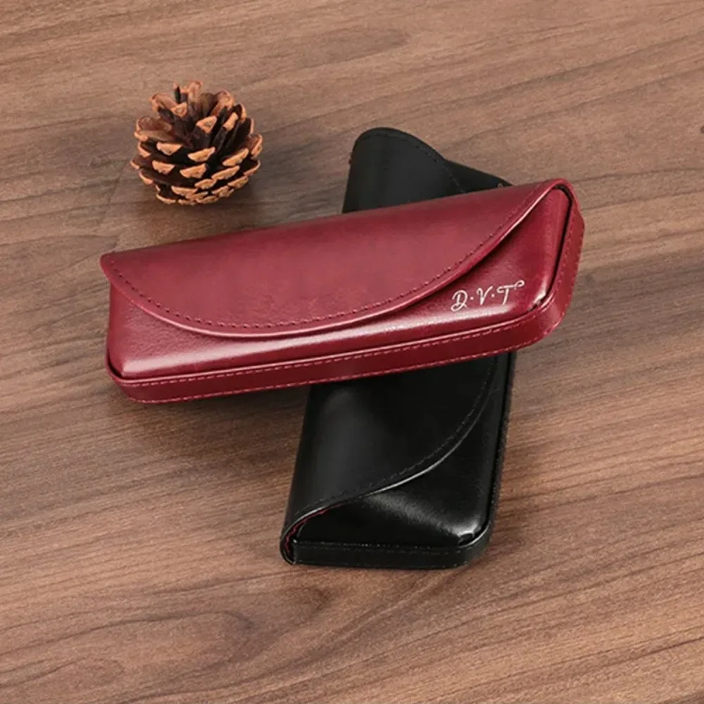 حافظة نظارات جلدية كلاسيكية محمولة مضادة للضغط وخفيفة الوزن صندوق نظارات مضاد للسقوط للجنسين