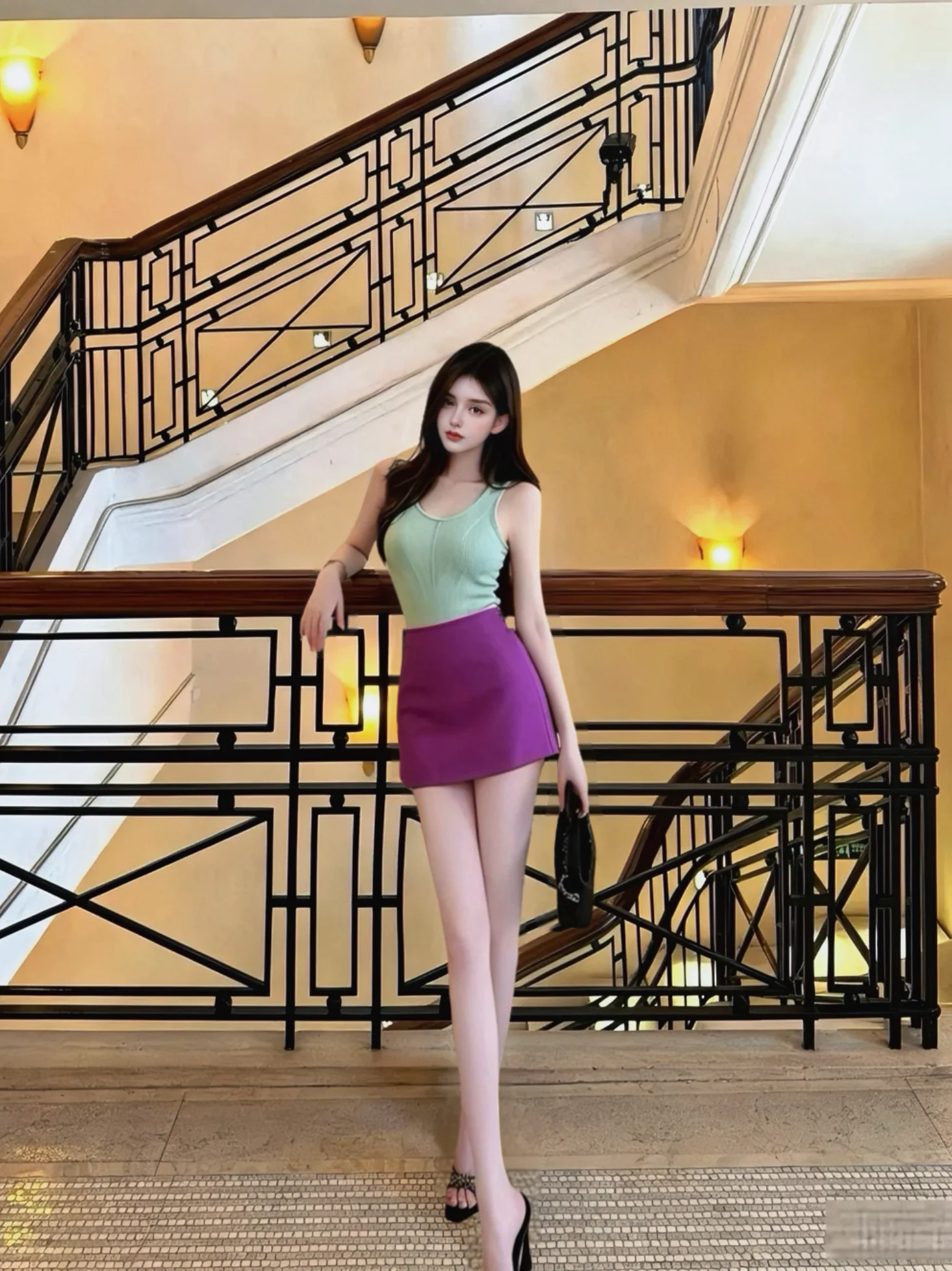 msto-ballet-slimming-knitted-one-piece-set-with-half-skirt-waist-cinching-khaki-high-elasticity-short-sleeve-round-neck