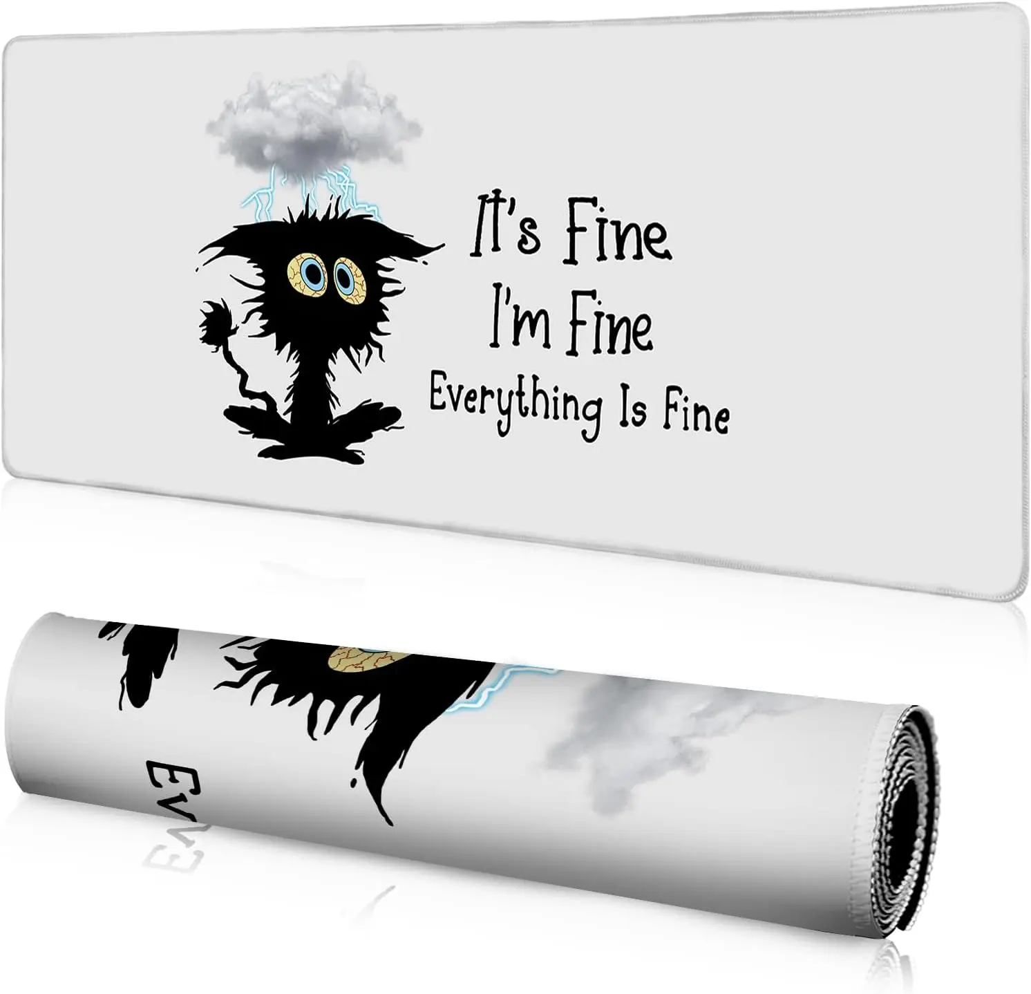 Black Cat Fun Grote Gaming Muismat Geschikt voor Bureau Computer Antislip Toetsenbordmatten werken Laptop Accessoires Volledige Desktop Basis