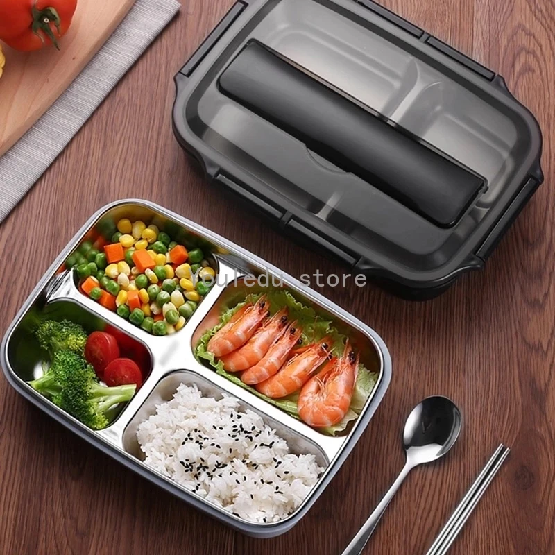 Quality Stainless Steel Lunch Box Containers with Compartments Portable Bento Food Container with Tableware