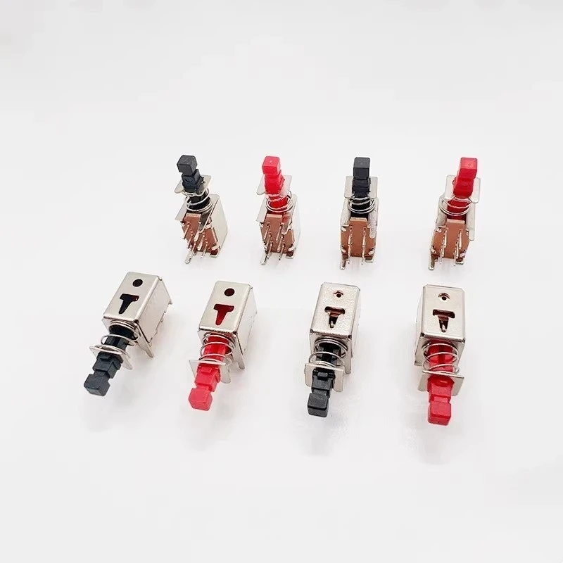 10/100PCS A03 Straight Key Switch PS-22F02 Self-Locking Double Row 6 Feet Red Handle PS-22F03 Black Handle Unlocked Key Switch