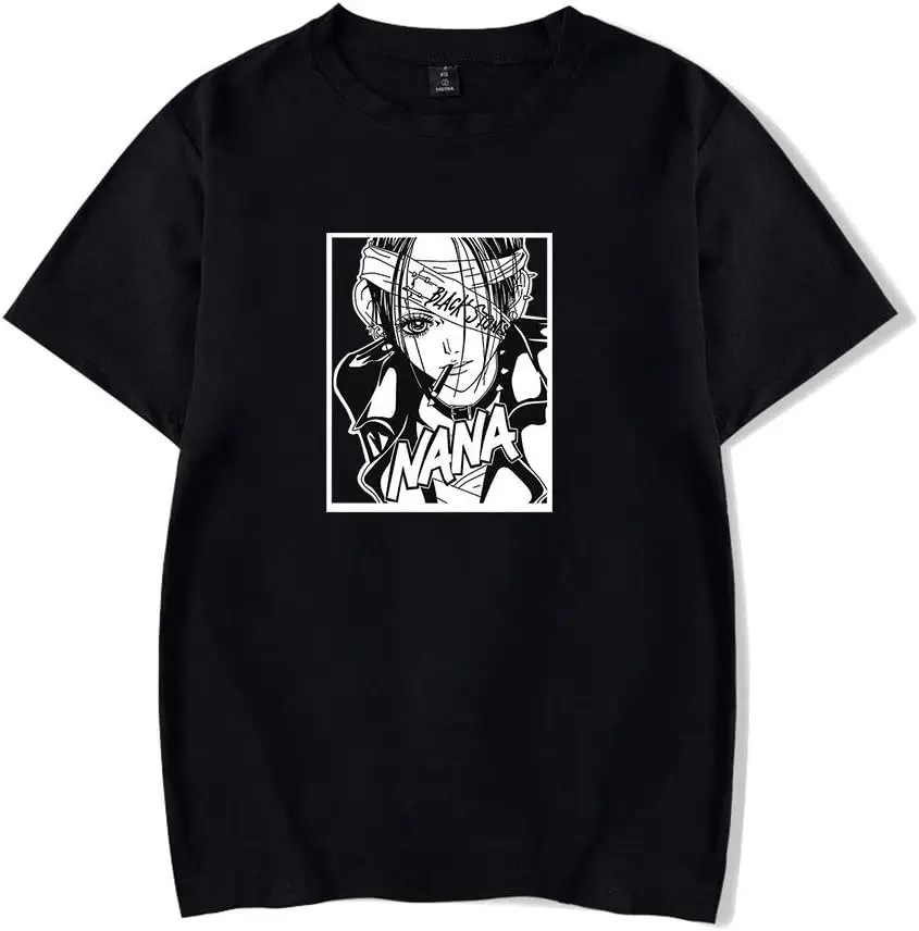 New Anime Nana T-Shirt Merch Casual Short Sleeved T Shirt Unisex Tee (Black,Medium)