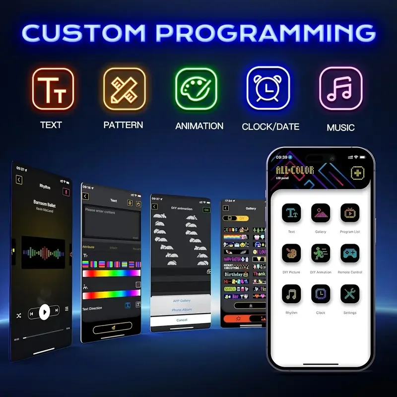 LED Matrix Pixel Screen Panel For Car USB Addressable Animation LED Display Bluetooth DIY RGB Pattern Graffiti Scrolling Sign