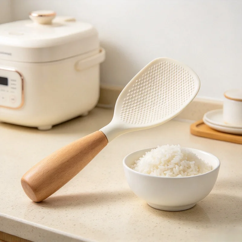Silicone Rice Spoon Heat Resistant Non-stick Anti-scald Cooking Scoop Household Kitchen Utensil for Rice Serving