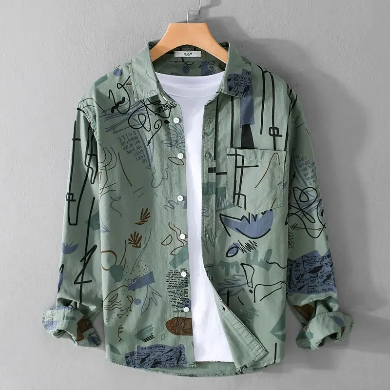 Shirts for Men Funny Colourful Man Shirt Anime Printed Hawaiian with Print Clothing Cool Sleeves Tops Xxl Designer Korean Style image 2
