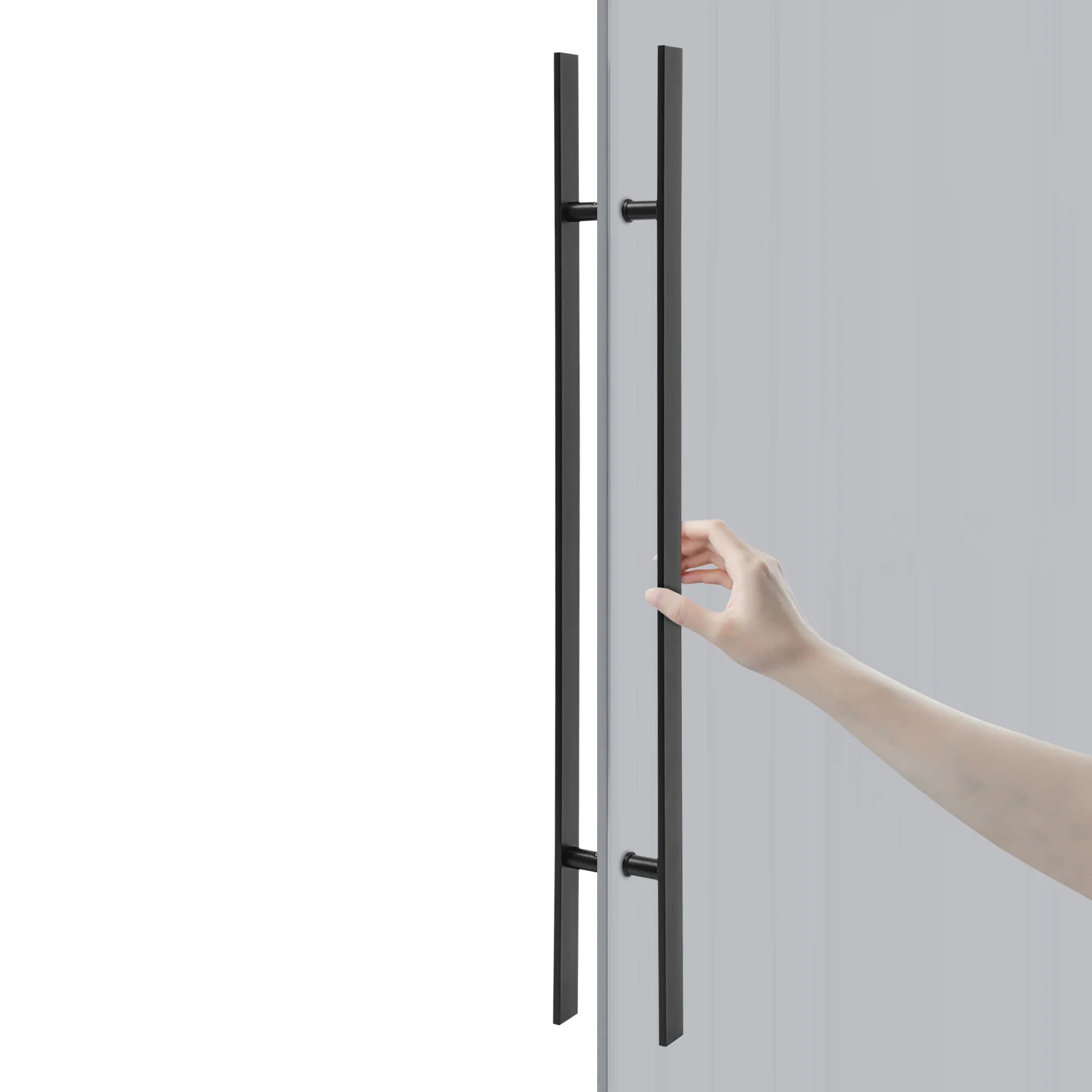 

Premium Push Pull Door Handle Stainless Steel Black Frosted Ergonomic Long Grip Durable for Front Door Entrance Home Modern