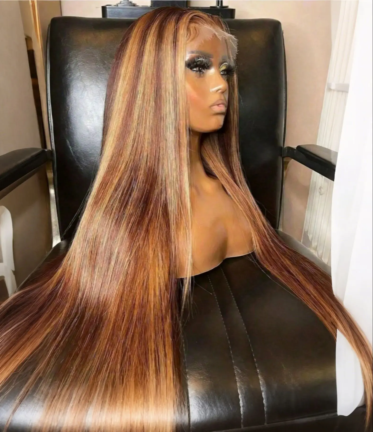 

40 Inch Honey Blonde 13x6 Hd Lace Frontal Wig Human Hair 250% Density 13x4 Straight Ombre Lace Front Wigs Human Hair Highlight H