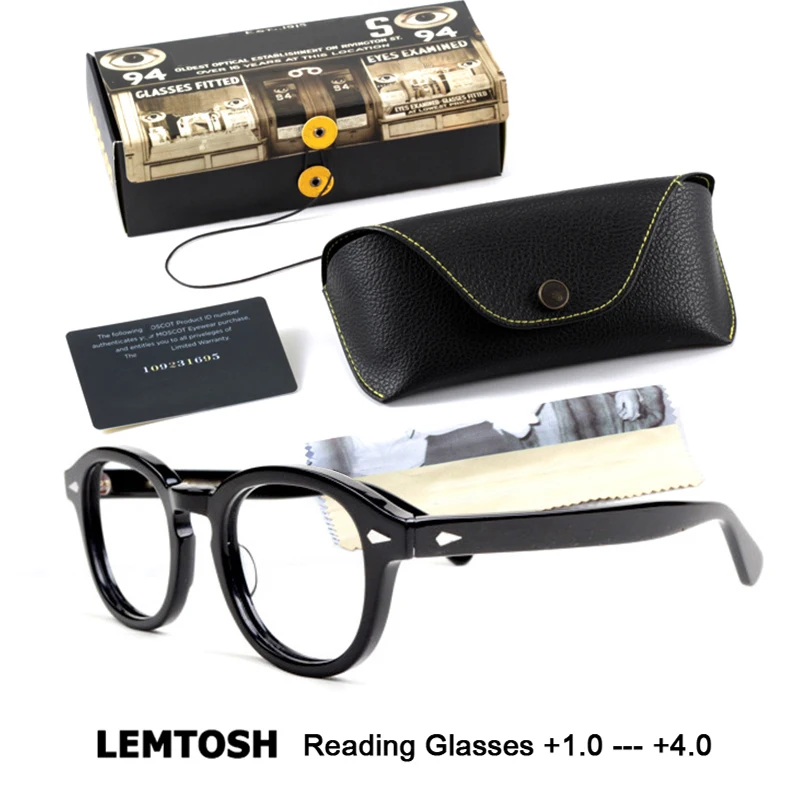 

Vintage Reading Glasses Men Women Luxury Brand Acetate Frame Johnny Depp Lemtosh Presbyopic Eyeglasses Diopter +1.0 +2.0 +4.0