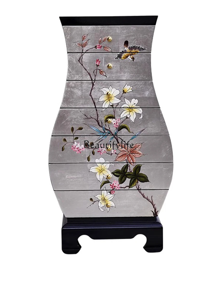 

Neo Chinese Style Vase Living Room Painted Multi-Functional Solid Wood Drawer Style Storage Multi-Layer Clothes Closet