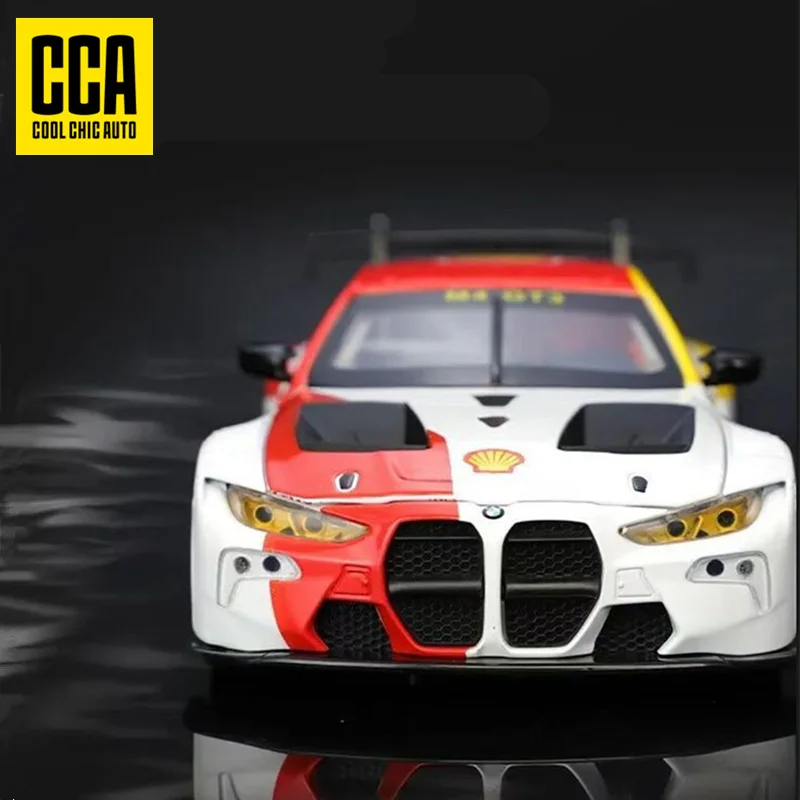 

1:24 BMW M4 GT3 Ко-брендовая версия, модель спортивного автомобиля из сплава, литая под давлением металлическая гусеничная модель гоночного автомобиля, звук и свет, детская игрушка в подарок