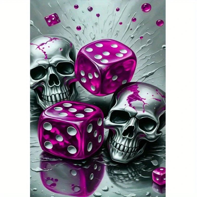Horror Skulls Dice 500/1000/1200/2000 PCS Jigsaw Puzzles Family Activity Games for Gameroom Bedroom Gifts Home Decor