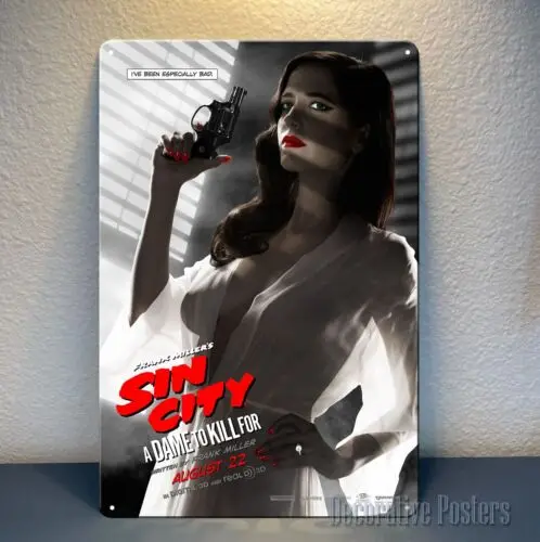 Cartel de chapa de película verde Eva Sexy Sin City, placa de 20x30cm