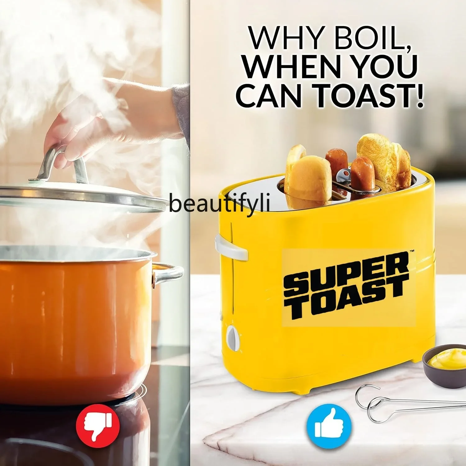 صانع هوت دوج، محمصة، محمصة خبز، صانع السجق، محمصة خبز، صانع الإفطار، ساندويتش.