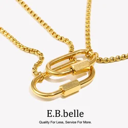 E.B.belle S/L Size Buckle Pendant Necklace 18k Gold Plated Stainless Steel Handmade Waterproof DIY Jewelry Accessories