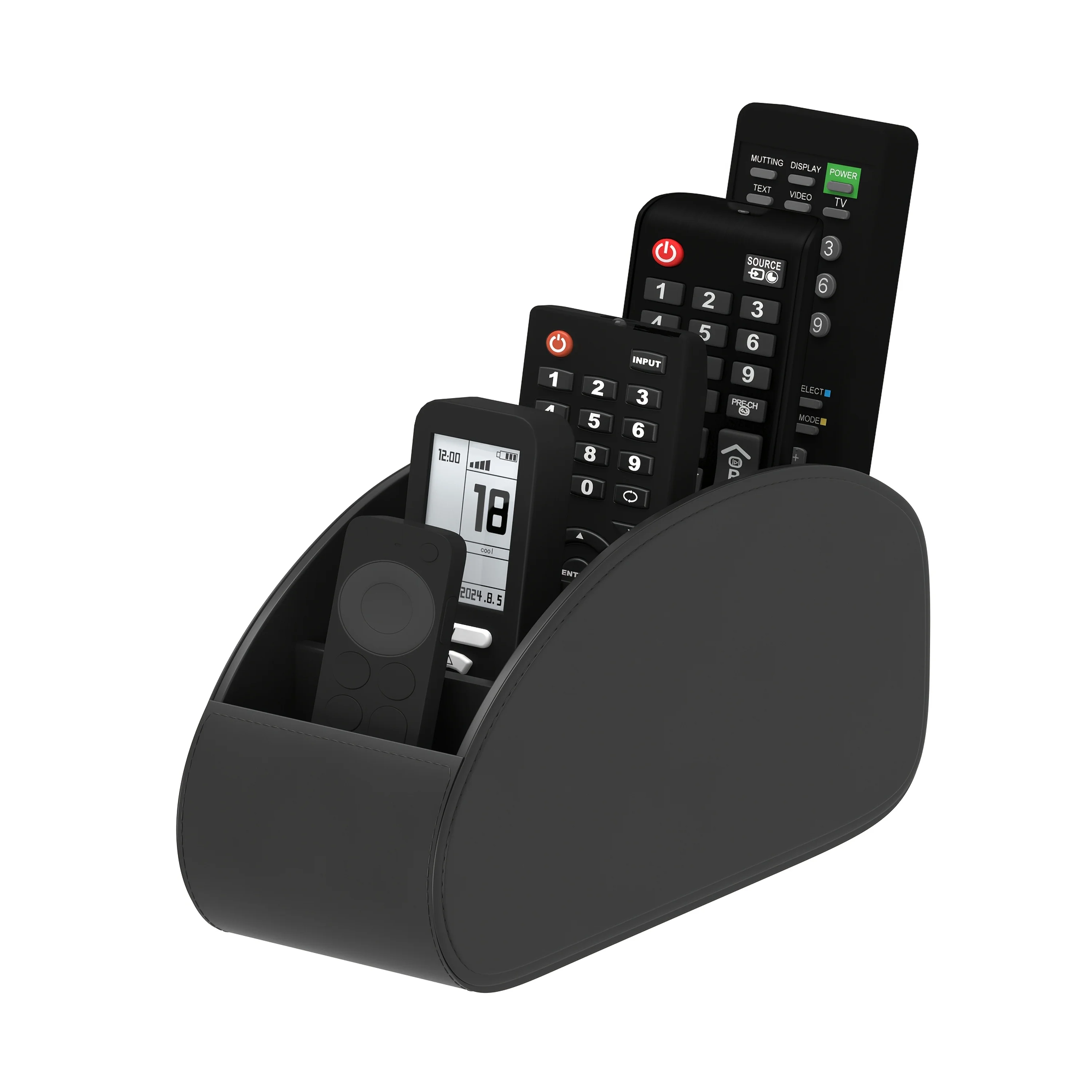 Remote Control Holder, 5-Compartment Storage Box Organizer for TV Remote, Pens, Glasses, Bedside & Office Desktop#Color:black
