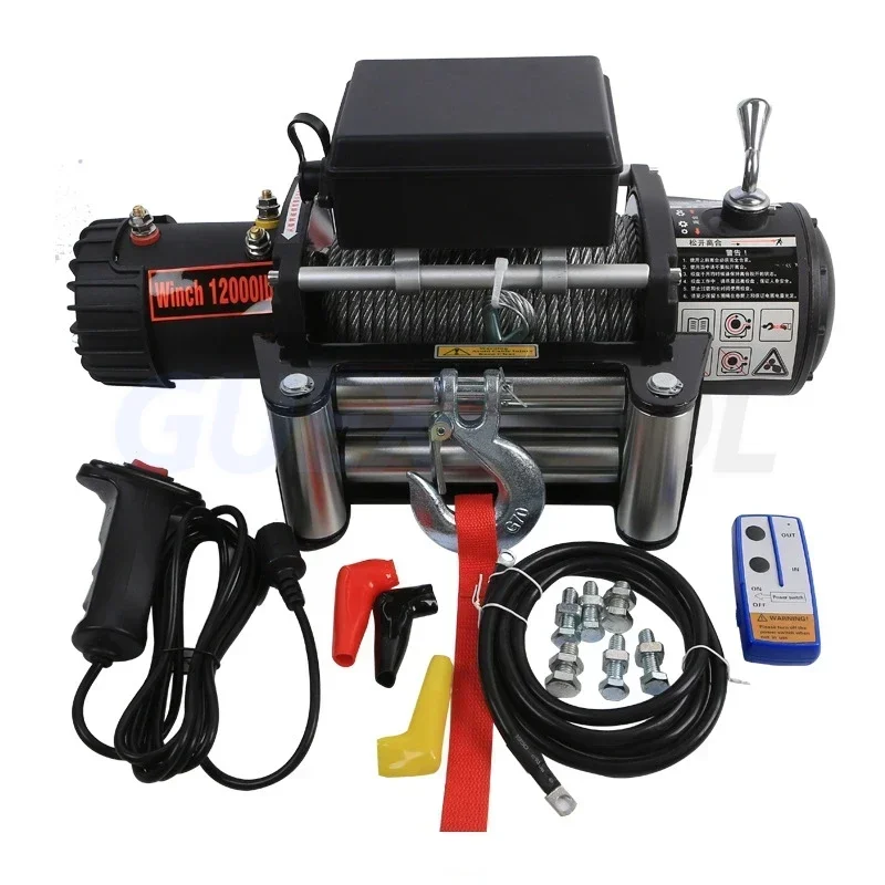 For 13500LBS /12000LBS Electric Winch 12V/24V Crane 4X4 With Remote Control For RVS ATV UTV Building Workshop Lifting