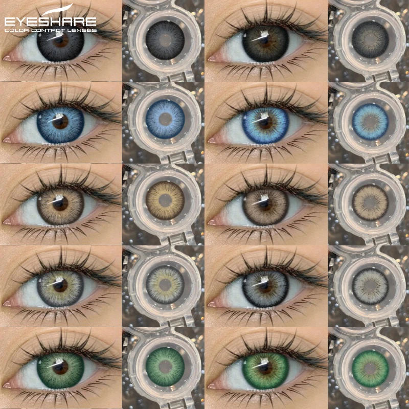 EYESHARE 2 Stück Farbige Kontaktlinsen für Augen Graue Pupillen-Linsen Blaue Kontaktlinsen Jährlich Schönheits-Make-up Grüne Augenkontaktlinsen Braune Linsen