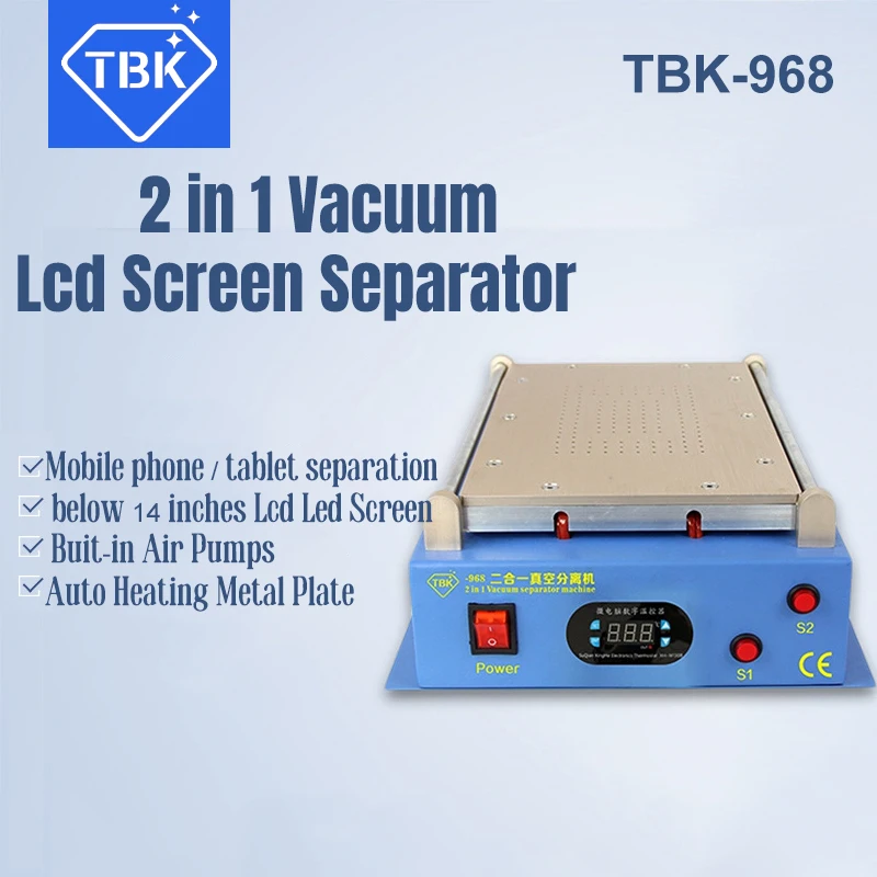 TBK 968 Fabriek directe verkoop 2 in 1 vacuüm lcd-separator voor mobiel + LCD-scherm reparatiemachine voor mobiel