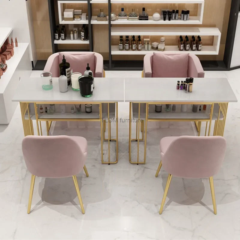 Mesas para manicura individuales simples y personalizadas modernas, mesa para manicura doble nórdica, mesa para manicura de uñas de doble capa, mesa para manicura para tienda de belleza