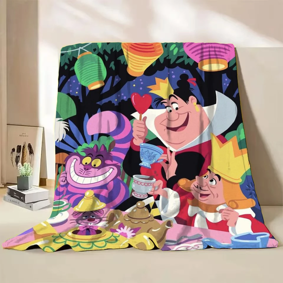 Alice in Wonderland Flannel Thin Blanket.Four Season Blanket. Travel Picnic,for Sofa,Beds,Living Rooms,Fluffy Blanket Gifts