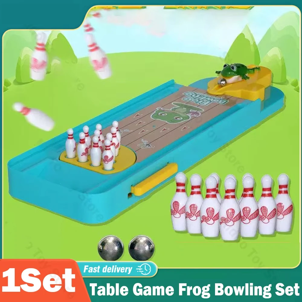 

Cartoon Mini Bowling Set Toys Table Game Frog Bowling Children's Toy Party Table Interactive Sport Games Educational Kids Gifts