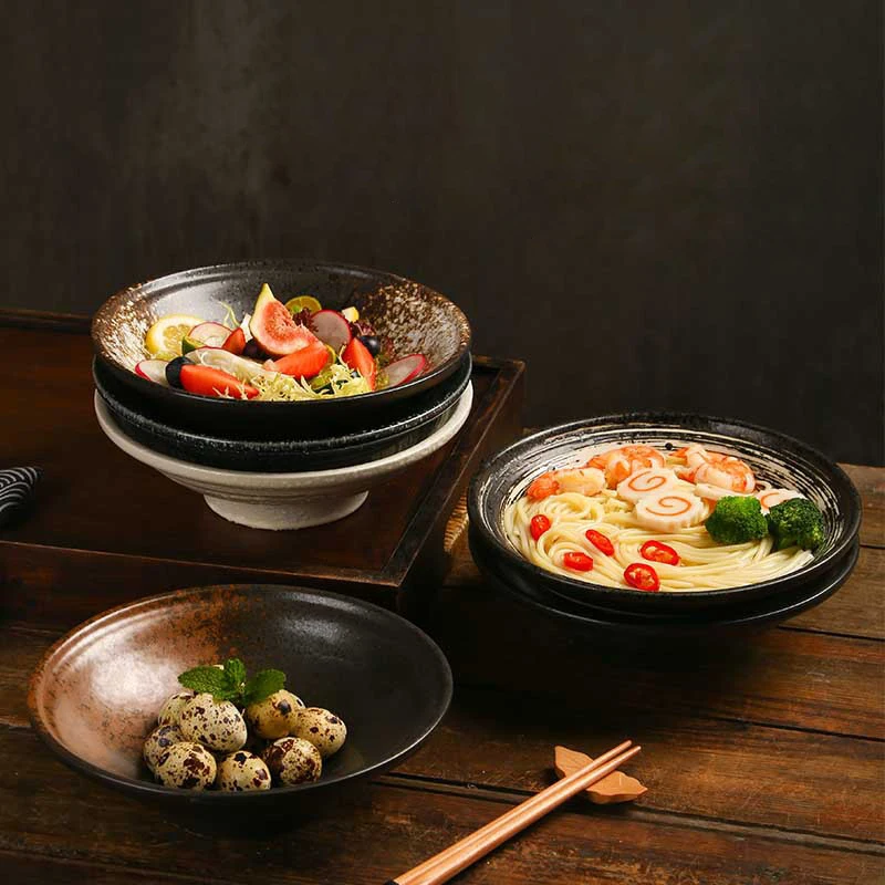 Japanese Underglaze Color Handpainted Gradient Ceramic Hat Ramen Bowl Restaurant Household Cooking Noodles Salad Large Soup Bowl